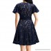 Botrong Dress for Women Formal Lace Flare Sleeve Chiffon Prom Evening Party Bridesmsid Dress Blue B07NBHSDBZ